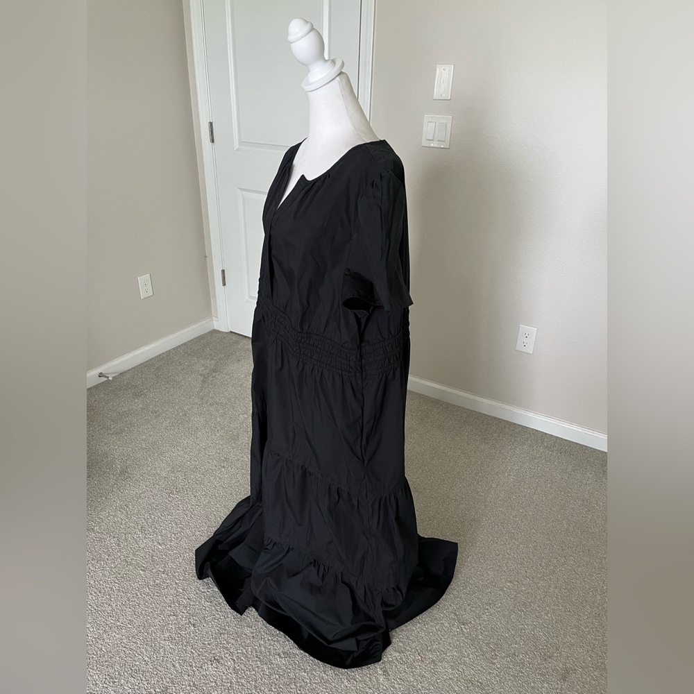 NWT Quince 100% Organic Cotton Dark Navy Tiered Maxi Dress Size 2X - Picture 3 of 12